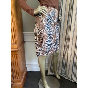 EUC Roberto Cavalli Artistic Geometric Print Paneled Stretchy Denim Skirt M